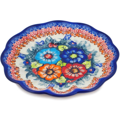 Polish Pottery Egg Plate 8&quot; Butterfly Splendor