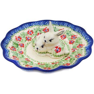 Polish Pottery Egg Plate 8&quot; Midsummer Bloom