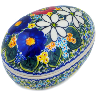 Polish Pottery Egg Shaped Jar 7&quot; Magical Spring UNIKAT