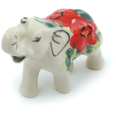 Polish Pottery Elephant Figurine 3&quot; Happiness UNIKAT
