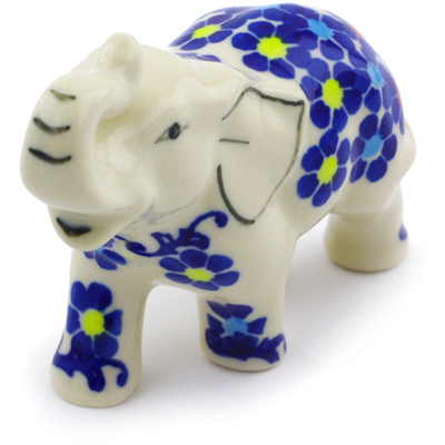 Polish Pottery Elephant Figurine 3&quot; Pansy Plenty