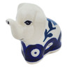 Polish Pottery Elephant Figurine 3&quot; Peacock Forget-me-not