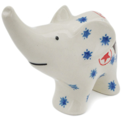 Polish Pottery Elephant Figurine 4&quot; Texas Longhorns