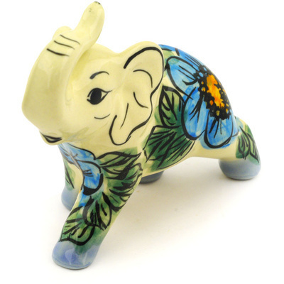 Polish Pottery Elephant Figurine 4&quot; UNIKAT