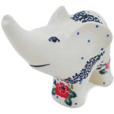 Polish Pottery Elephant Figurine 4&quot; Wild Rose