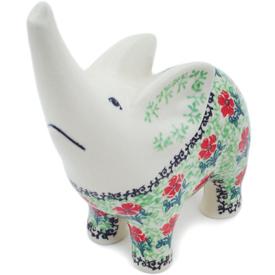 Polish Pottery Elephant Figurine 7&quot; Maraschino