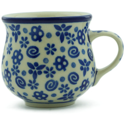 Polish Pottery Espresso Cup 2 oz Blue Confetti