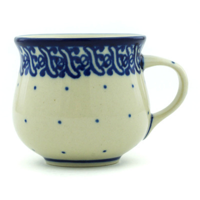 Polish Pottery Espresso Cup 2 oz Blue Polka Dot