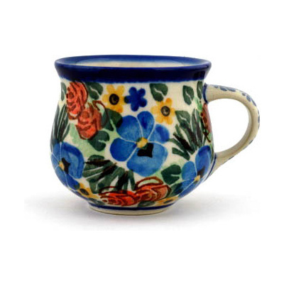 Polish Pottery Espresso Cup 2 oz Springtime Dreams UNIKAT