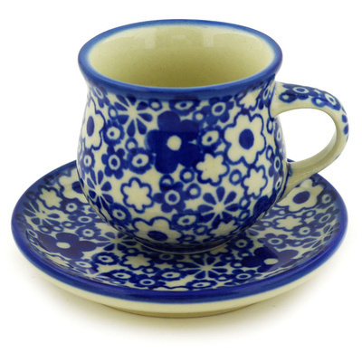 Polish Pottery Espresso Cup with Saucer 3 oz