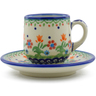 Polish Pottery espresso cup with saucer Spring Flowers