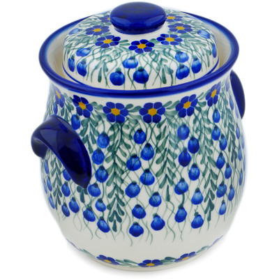 Polish Pottery Fermenting Crock with Water Seal Airlock Blue Velvet Gardens