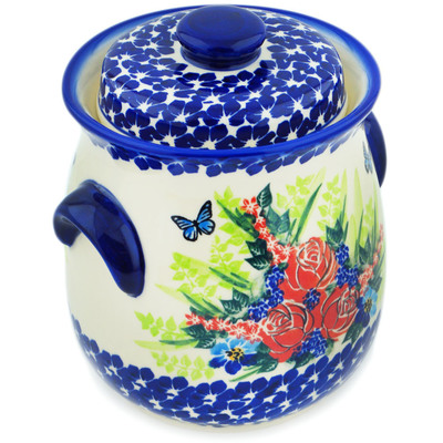 Polish Pottery Fermenting Crock with Water Seal Airlock  Butterfly Rush UNIKAT