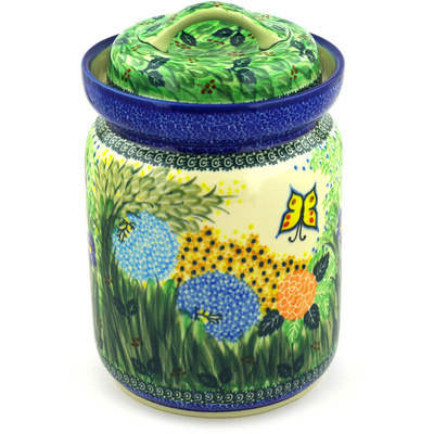 Polish Pottery Fermenting Crock with Water Seal Airlock Spring Garden UNIKAT