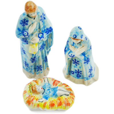 Polish Pottery Figurine Nativity Set 4&quot; Natural