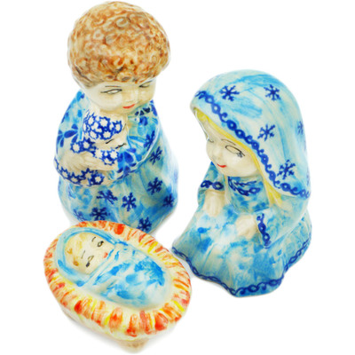 Polish Pottery Figurine Nativity Set 4&quot; Natural