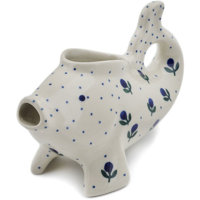 Polish Pottery Fish Shaped Creamer 7&quot; Blue Buds