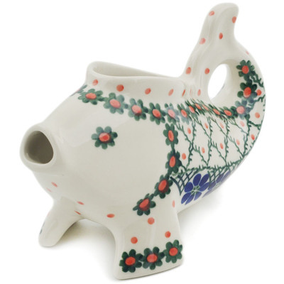 Polish Pottery Fish Shaped Creamer 7&quot; Primrose Trellis