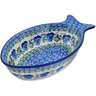Polish Pottery Fish Shaped Platter 8&quot; Blue Pansy