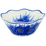 Polish Pottery Fluted Bowl 13&quot; Blue Poppy Dream UNIKAT