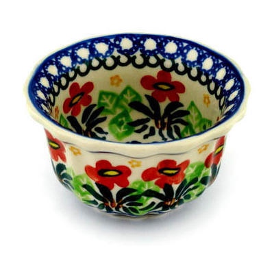 Polish Pottery Fluted Bowl 4&quot; Buenos Dias