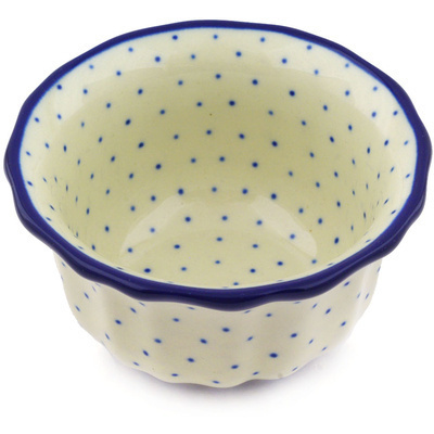 Polish Pottery Fluted Bowl 4&quot; Polka Dot