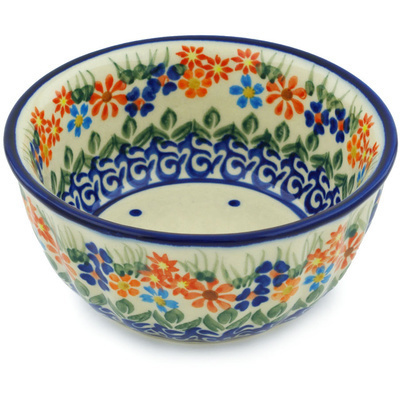 Polish Pottery Fluted Bowl 5&quot; Blissful Daisy