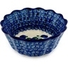 Polish Pottery Fluted Bowl 6&quot; Blue Poppies