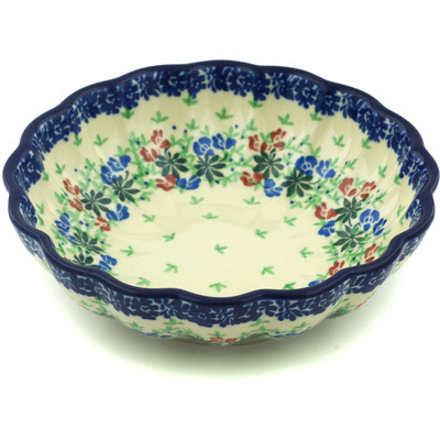 Polish Pottery Fluted Bowl 6-inch Snapdragon Bouquet