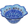 Polish Pottery Fluted Bowl 7&quot; Crocheted Granny Squares