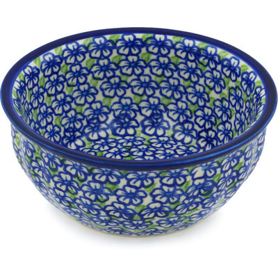 Polish Pottery Fluted Bowl 7&quot; Fields Of Glory