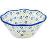 Polish Pottery Fluted Bowl 7&quot; Forget Me Not Swirls