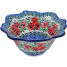 Polish Pottery Fluted Bowl 7&quot; Red Pansy