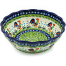 Polish Pottery Fluted Bowl 8&quot; Country Rooster UNIKAT