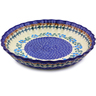 Polish Pottery Fluted Pie Dish 10&quot; Blue Cornflower