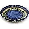 Polish Pottery Fluted Pie Dish 10&quot; Blue Daisy Swirls