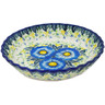 Polish Pottery Fluted Pie Dish 10&quot; Blue Happy Fields