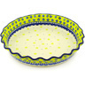 Polish Pottery Fluted Pie Dish 10&quot; Sunshine Daisies