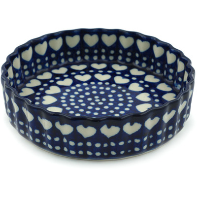 Polish Pottery Fluted Pie Dish 6&quot; Heart To Heart