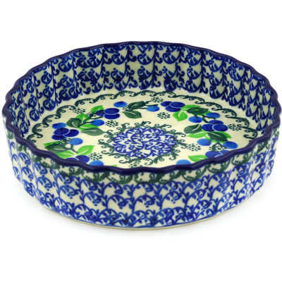 Polish Pottery Fluted Pie Dish 6&quot; Limeberry