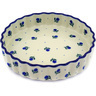 Polish Pottery Fluted Pie Dish 8&quot; Blue Buds