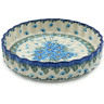 Polish Pottery Fluted Pie Dish 8&quot; Forget Me Not UNIKAT