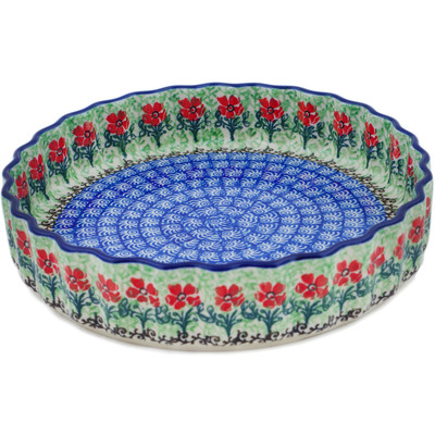 Polish Pottery Fluted Pie Dish 8&quot; Maraschino