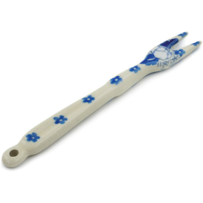 Polish Pottery Fondue Fork 5&quot; Blue Spring