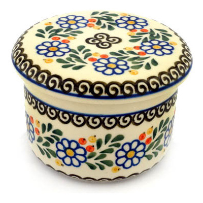 Polish Pottery French Butter Dish Berries And Daisies