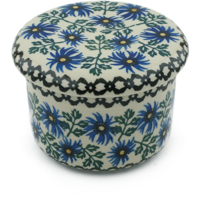 Polish Pottery French Butter Dish Blue Chicory