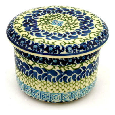 Polish Pottery French Butter Dish Blue Passion