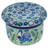 Polish Pottery French Butter Dish Blue Rooster UNIKAT