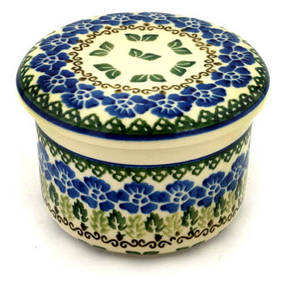 Polish Pottery French Butter Dish Leaves And Flowers