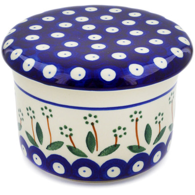 Polish Pottery French Butter Dish Springing Daisies